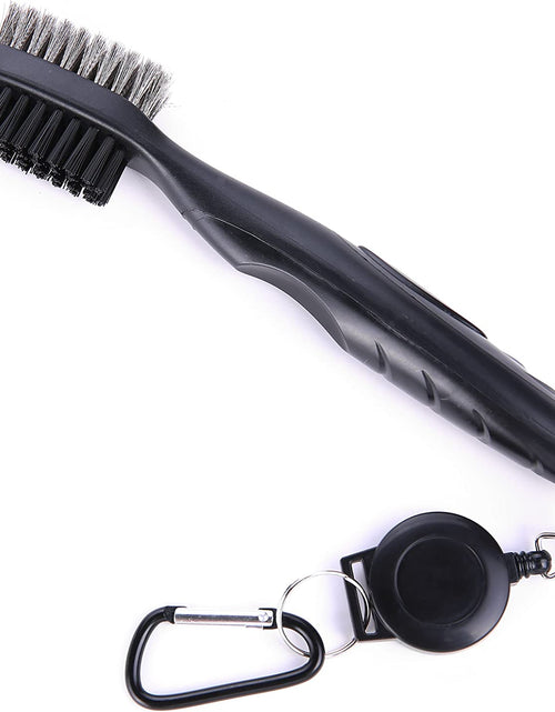 Load image into Gallery viewer, Microfiber Waffle Pattern Tri-Fold Golf Towel | Brush Tool Kit with Club Groove Cleaner, Retractable Extension Cord and Clip
