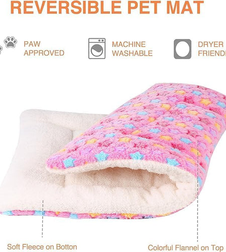 Dog Bed Crate Pad Ultra Soft Pet Bed with Cute Star Print Washable Crate Mat for Large Medium Small Dogs Reversible Fleece Dog Crate Kennel Mat Cat Bed Liner 29 X 21 Inch Pink
