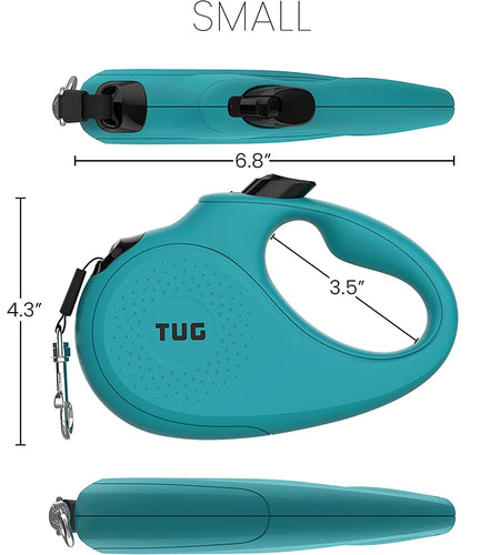 Monochrome 360° Tangle-Free Retractable Dog Leash | 16 Ft Strong Nylon Tape (Small, Aqua)