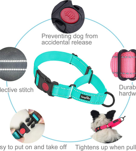 2 Packs Martingale Dog Collar with Quick Release Buckle Reflective Dog Training Collars for Small Medium Large Dogs