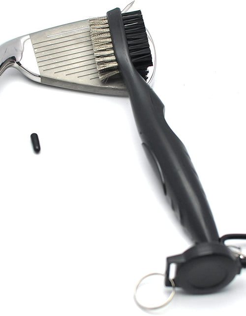 Load image into Gallery viewer, Microfiber Waffle Pattern Tri-Fold Golf Towel | Brush Tool Kit with Club Groove Cleaner, Retractable Extension Cord and Clip
