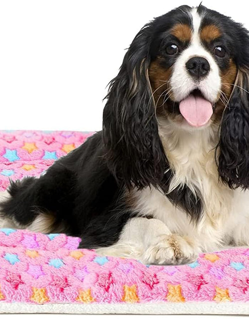 Load image into Gallery viewer, Dog Bed Crate Pad Ultra Soft Pet Bed with Cute Star Print Washable Crate Mat for Large Medium Small Dogs Reversible Fleece Dog Crate Kennel Mat Cat Bed Liner 29 X 21 Inch Pink
