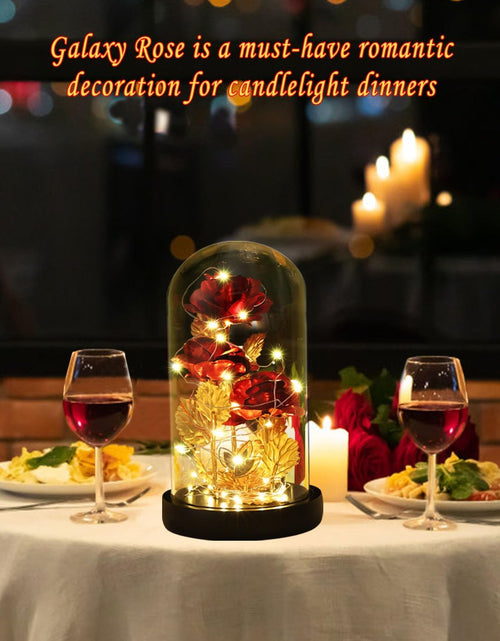 Load image into Gallery viewer, Valentines Day Rose Gifts for Her Galaxy Flower Rose in Glass Dome with 2 Light Modes,Enchanted Rose Light up Rose Valentines Anniversary Birthday Gifts for Wife Girlfriend Women Mom Best Friend Her
