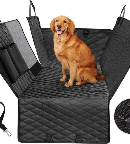 Dog Car Seat Cover for Back Seat, 100% Waterproof Back Seat Pet Cover for Dogs with Mesh Window, Scratch Prevent Antinslip Dog Hammock for Car