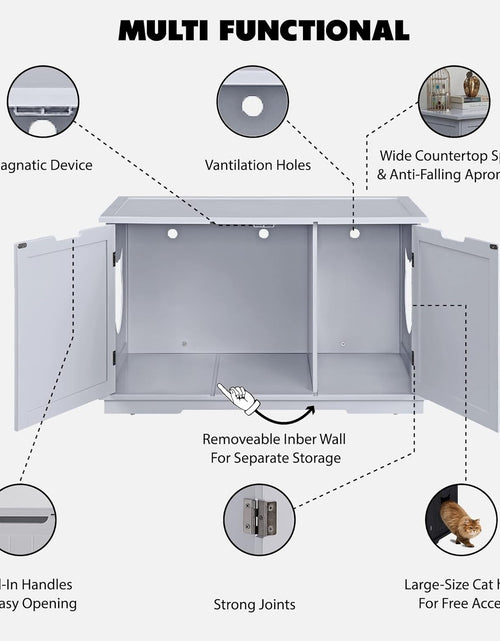 Load image into Gallery viewer, X-Large Designer Cat Washroom Storage Bench Cat Litter Box Enclosure Furniture Box House with Table, Big Enough for Automatic Litter Box or Two Litter Boxes.
