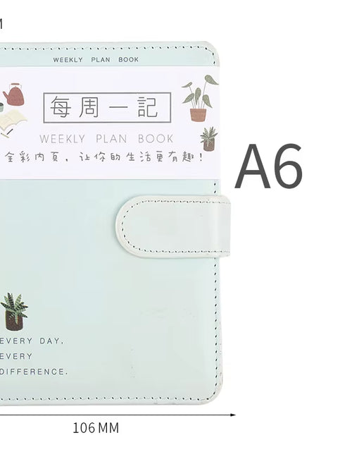 Load image into Gallery viewer, 2025 Cute Solid Color Magnetic Buckle Design 365 Day Weekly Plan Diary Planner Notebooks A6 Journal School Supplies Stationery
